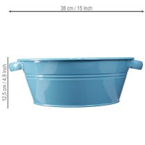 Article Bol rond avec anse, bol décoratif, coupe à fleurs, bleu, Ø33,5 cm