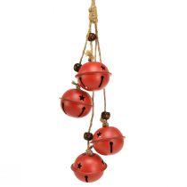 Article Accroche-cloche Cloches de Noël rouge 28cm lot de 2