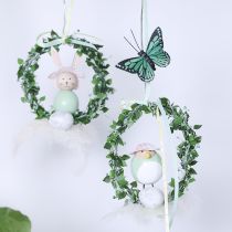 Article Lot de 12 papillons décoratifs en plumes, vert, 7 cm