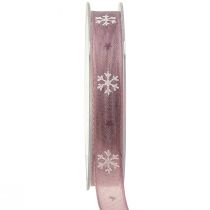 Article Ruban décoratif flocons de neige ruban décoratif rose W15mm L15m