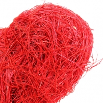 Coeur sisal 7.5cm rouge sur baton 12pcs