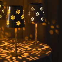 Article Lampe de table solaire LED à motif floral, éclairage d'ambiance extérieur, 28 cm