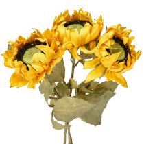 Article Tournesols artificiels, décoration tournesol, Drylook, L60cm, 3 pièces