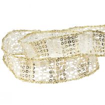 Article Ruban dentelle blanc avec accents dorés ruban décoratif dentelle 25mm 15m