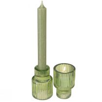 Article Bougeoir bâton verre photophore vert H8cm 4 pcs