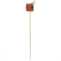 Article Bouchon fleur cadeau rouge vert beige naturel 3,5cm 12 pcs
