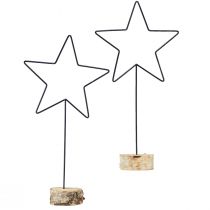 Article Grandes décorations étoiles sur socle en bois naturel - noir, 60 cm - décoration de chambre élégante 30x10x60cm 2pcs