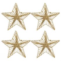Article Étoile enveloppée de jute décoration de Noël rustique 20cm 4pcs