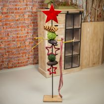 Article Étoile à poser décoration de Noël jute rouge 13/18cm 4pcs