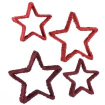 Article Étoile à poser décoration de Noël jute rouge 13/18cm 4pcs