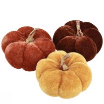 Article Tissu Citrouilles Décoration Citrouille Jaune Marron Velouté Ø7cm 9 pcs