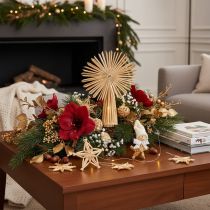 Article Ensemble de décorations de Noël en paille – 35 pièces, étoiles et figurines, naturel