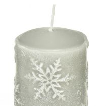 Article Bougies piliers bougies grises flocons de neige 150/65mm 4 pcs