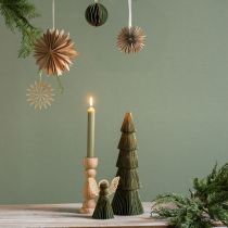 Article Sapin de Noël en papier nid d&#39;abeille vert doré H30cm 2 pièces