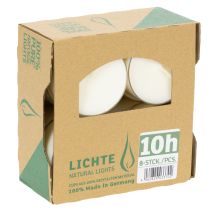 Article Bougies chauffe-plat Pure Nature Lights, durée de combustion de 10 heures, bougies en cire de colza, lot de 8