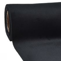 Article Chemin de table en velours noir, tissu décoratif brillant, 28×270cm - chemin de table élégant pour les occasions festives