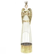 Article Décoration de table figurine ange en métal avec coeur or blanc H54cm