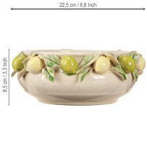 Article Bol en céramique avec citrons – Bol décoratif méditerranéen pour table et cuisine Ø21,5cm H8,5cm