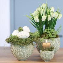 Article Jardinière décorative en céramique verte Ø15cm H11cm 2pcs
