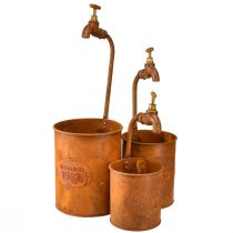 Article Jardinière Décorative Patine Métal Avec Robinet H25/37/43cm Lot de 3 pcs