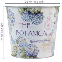 Article Cache-pot en métal motif hortensias Ø24cm H21cm
