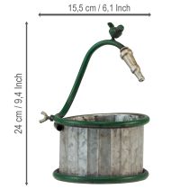 Article Pot de fleurs en métal, récupérateur d'eau de pluie, motif oiseau, décoration de balcon, Ø 15,5 cm