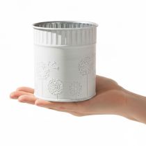 Article Cache-pot en métal blanc motif pissenlits Ø9,5cm H11cm