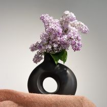 Article Vase Moderne Céramique Noir Ovale Moderne 21×7×20cm