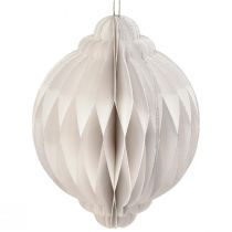 Article Boule nid d&#39;abeille Boule de Noël papier blanc FSC Ø15cm H20cm