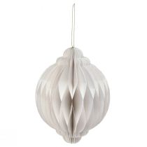 Article Boule de Noël en papier alvéolé blanc Ø15cm H20cm