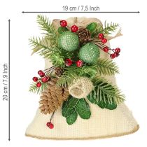 Article Décoration murale de Noël, cloche, jute, assortie, H20cm, 2 pièces