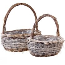 Article Panier en osier avec anse ovale blanc naturel L32/40cm – lot de 2 pièces