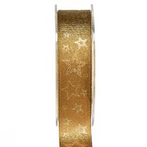 Article Ruban de Noël ruban bijoux doré avec étoiles W25mm L15m