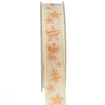 Article Ruban de Noël Gâteau au Miel Ruban Cadeau Durable Crème 25mm 15m
