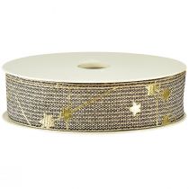 Article Ruban de Noël avec étoiles ruban noir blanc or 25mm 18m