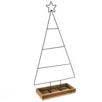 Article Sapin de Noël en métal avec plateau décoratif en bois, 98,5 cm - Décoration de Noël moderne