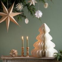 Article Sapin de Noël en papier à suspendre blanc 40cm 2pcs