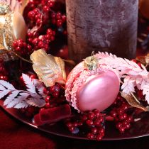 Article Décorations de Noël en verre, forme macaron, 6 cm, nuances pastel