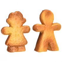 Article Ensemble de 6 décorations de Noël en céramique représentant un bonhomme et une bonne femme en pain d'épice (7 cm).