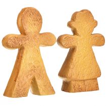Article Décoration de Noël bonhomme et femme en pain d'épice en céramique, lot de 2 pièces de 16 cm