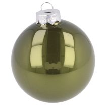 Article Boules de Noël boules en verre olive gris argent Ø7,5cm 12 pcs