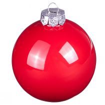 Article Boules de Noël boules de sapin en verre brillant rouge Ø7,5cm 12 pcs