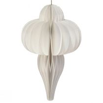 Article Boule de Noël en papier nid d&#39;abeille décoration oignon blanc FSC Ø12cm