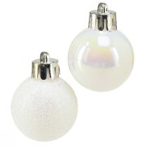 Article Boules de Noël nacre plastique blanc Ø3cm 14pcs