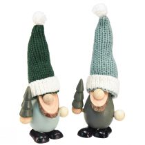 Article Nain de décoration de Noël en bois de nain vert menthe H14cm 6 pcs