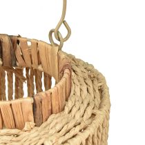 Article Lanterne raphia avec anse fibre naturelle métal Ø19cm H21cm