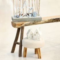 Article Lanterne maison décoration de table en céramique Avent blanc H18cm