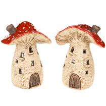 Article Lanterne en céramique champignons décoration automne H12,5/14cm 2 pcs