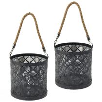 Article Lanterne lanterne décorative en métal poignée anthracite Ø16cm 2pcs
