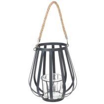 Article Lanterne en métal avec verre, anthracite, Ø23cm, H27cm